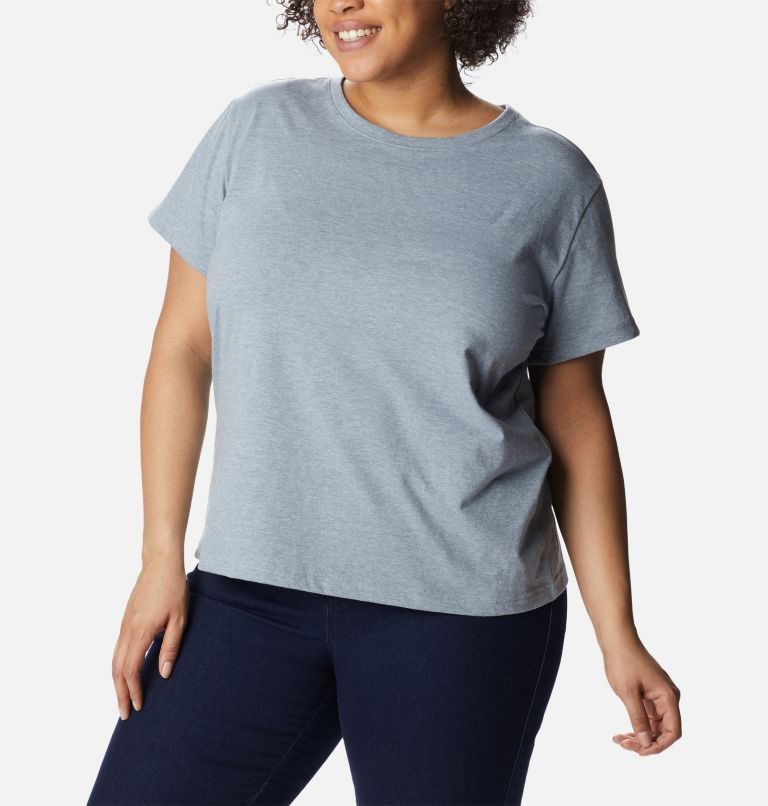 Women's Columbia Sapphire Point Short Sleeve T Shirts Grey | Plus Size CA-T0A81
